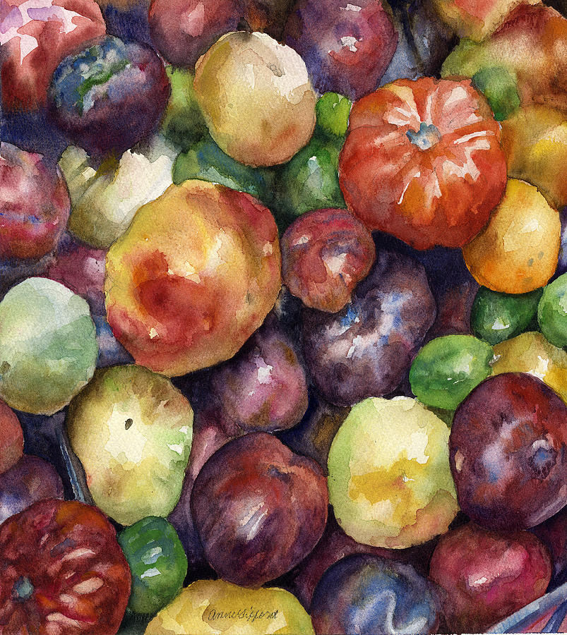 Tomato Painting - Bumper Crop of Heirlooms by Anne Gifford