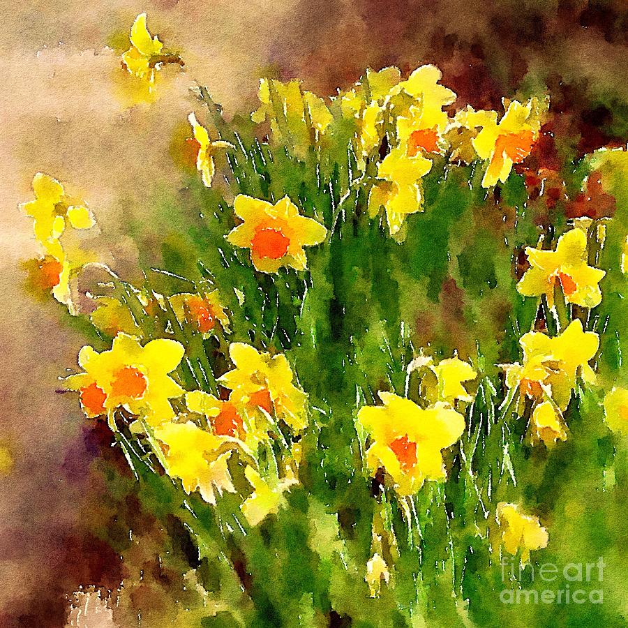 Bunch of Daffodils 1 Painting by Nicola Andrews - Fine Art America