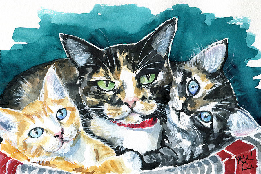 Bunch Of Love - Cat Painting Painting by Dora Hathazi Mendes