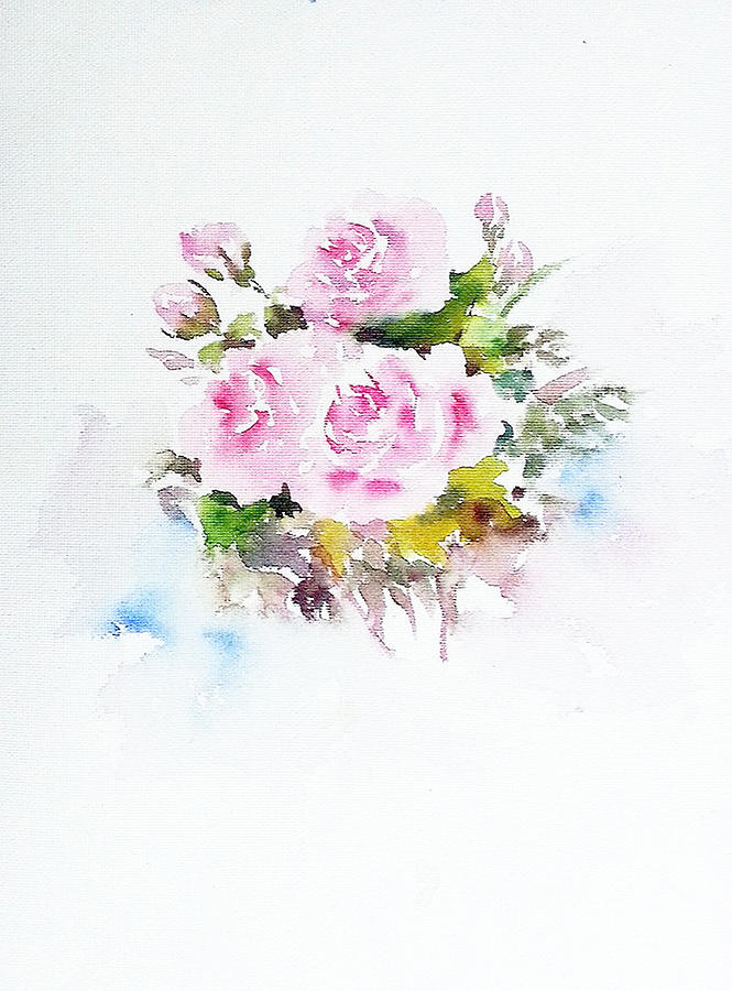 Bunch of pink roses Painting by Asha Sudhaker Shenoy