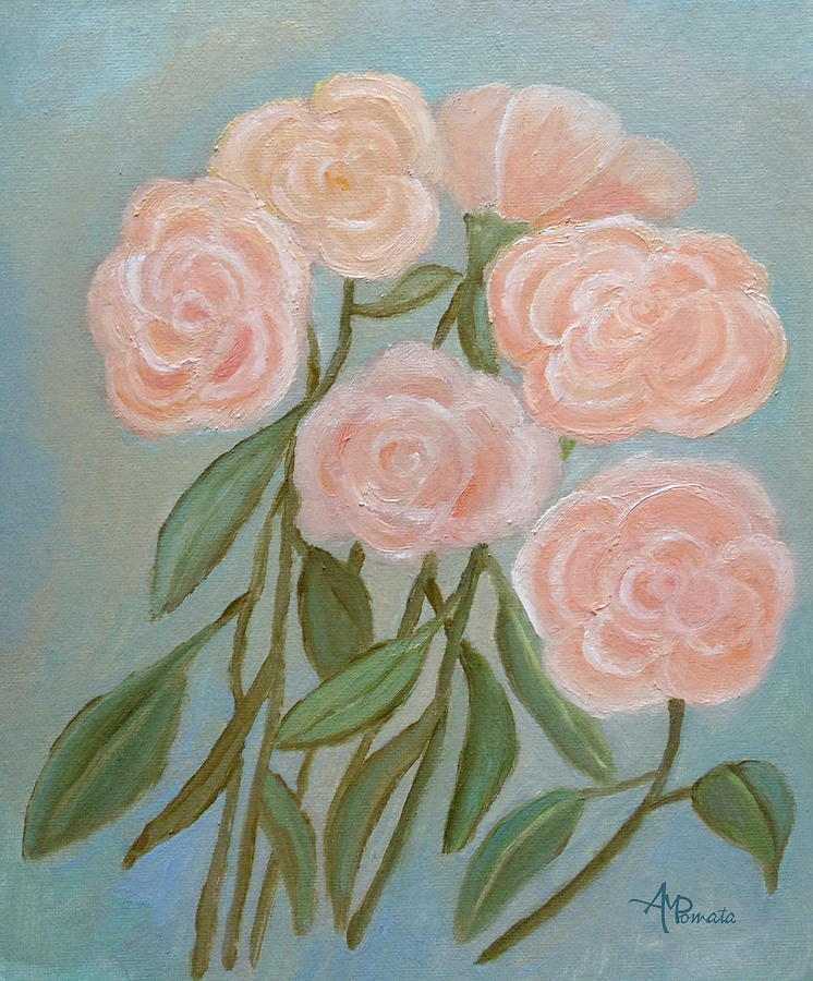 Bunch of Roses Painting by Angeles M Pomata