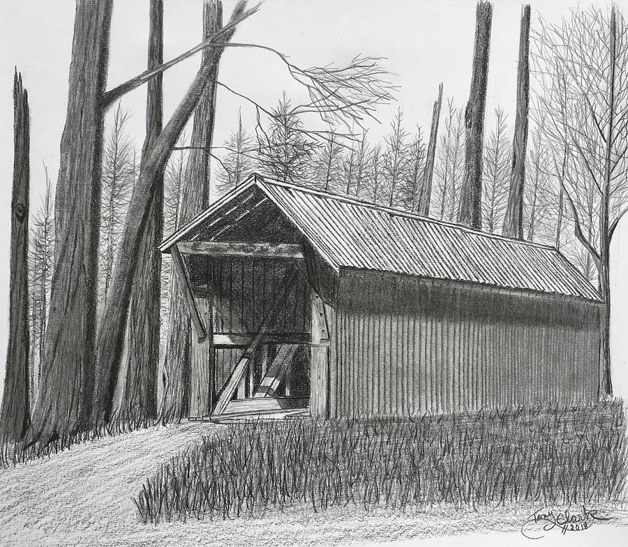 Bunker Hill Covered Bridge  Drawing by Tony Clark