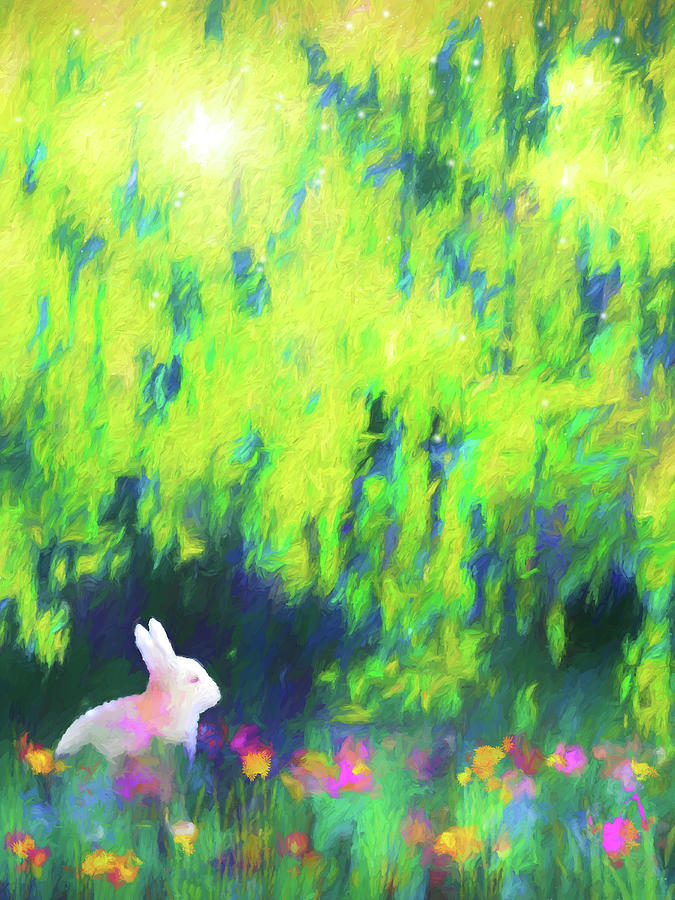Rabbit Digital Art - Bunny beneath the Willow Tree by Jon Woodhams