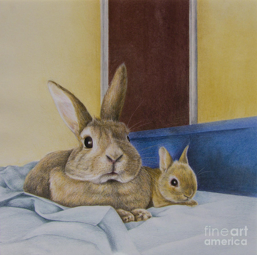 Cat Painting - Bunnies Big and Small by Phil Welsher