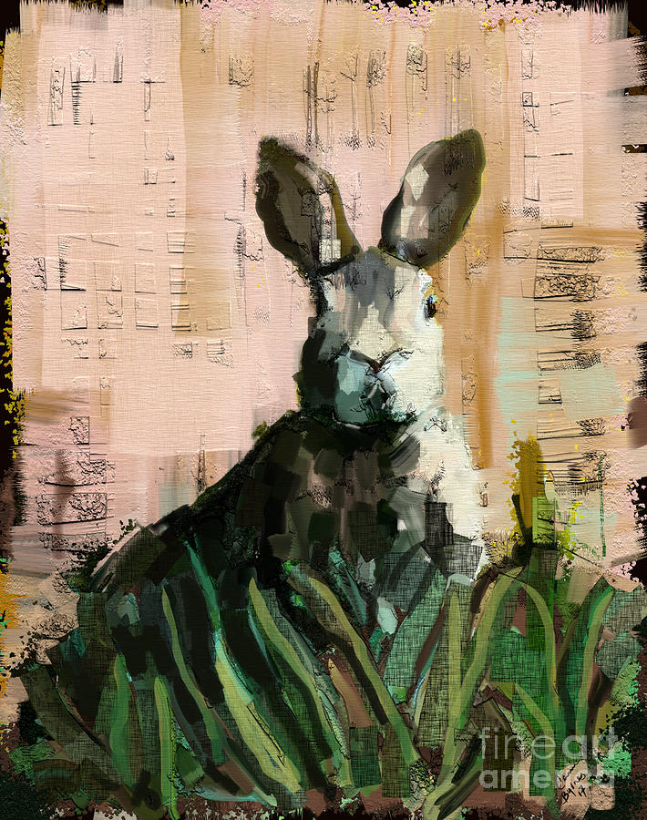 Bunny Mixed Media by Carrie Joy Byrnes