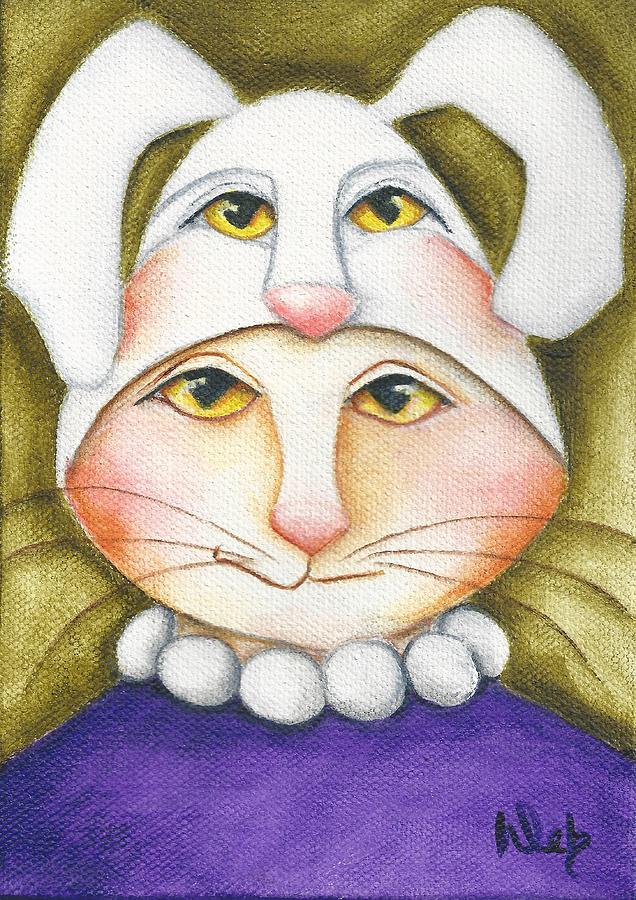 Bunny Costume For Kitty Painting by Deb Harvey