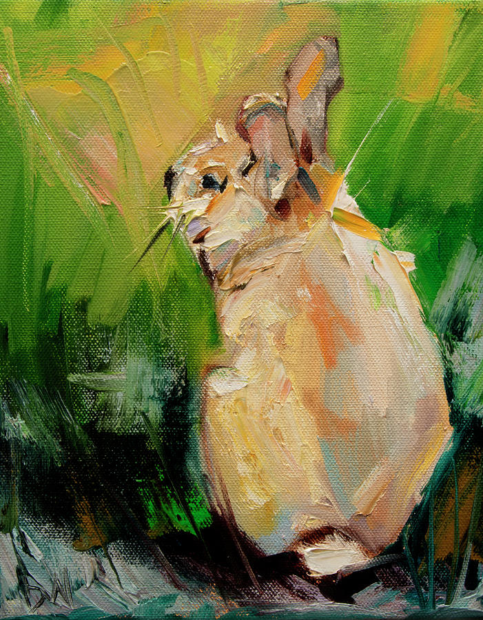 Bunny Hiding Painting by Diane Whitehead