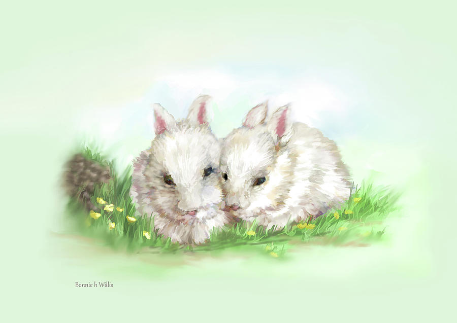Bunny Love in Color Digital Art by Bonnie Willis