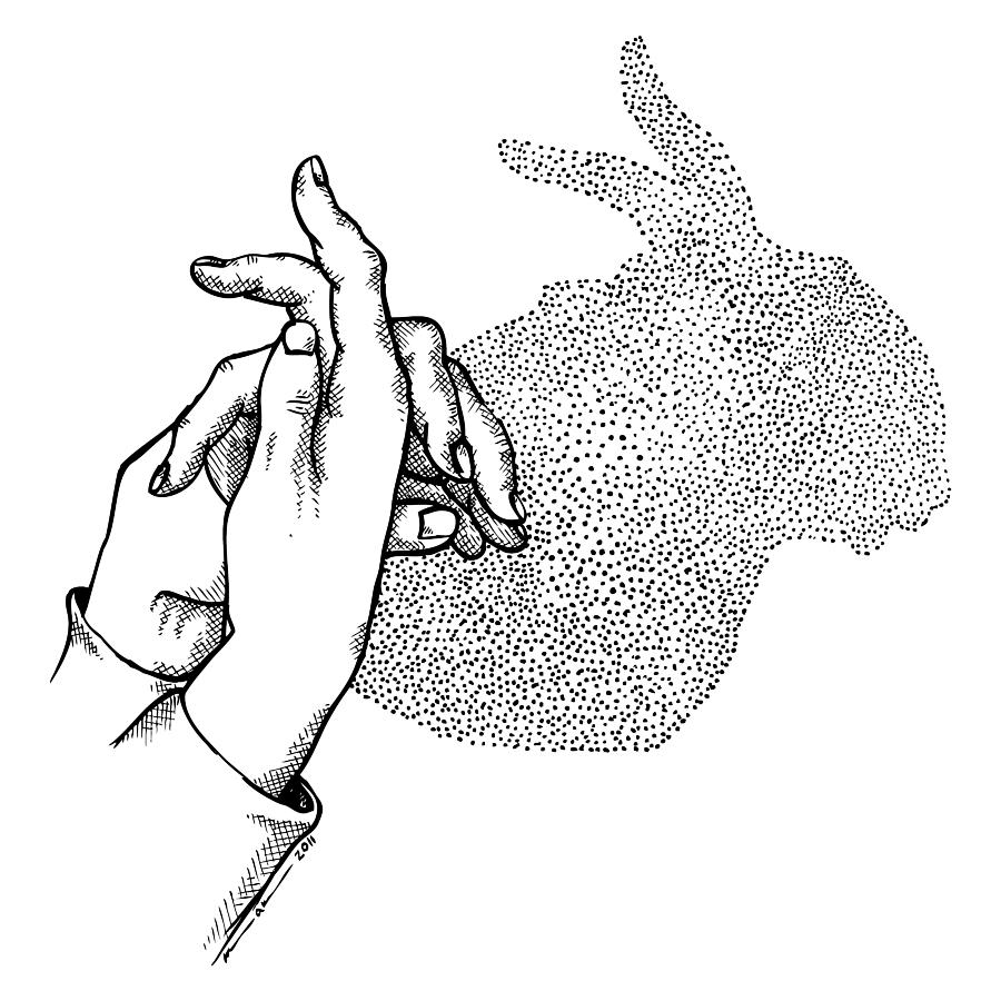 Bunny Shadow Hands Drawing by Karl Addison Fine Art America