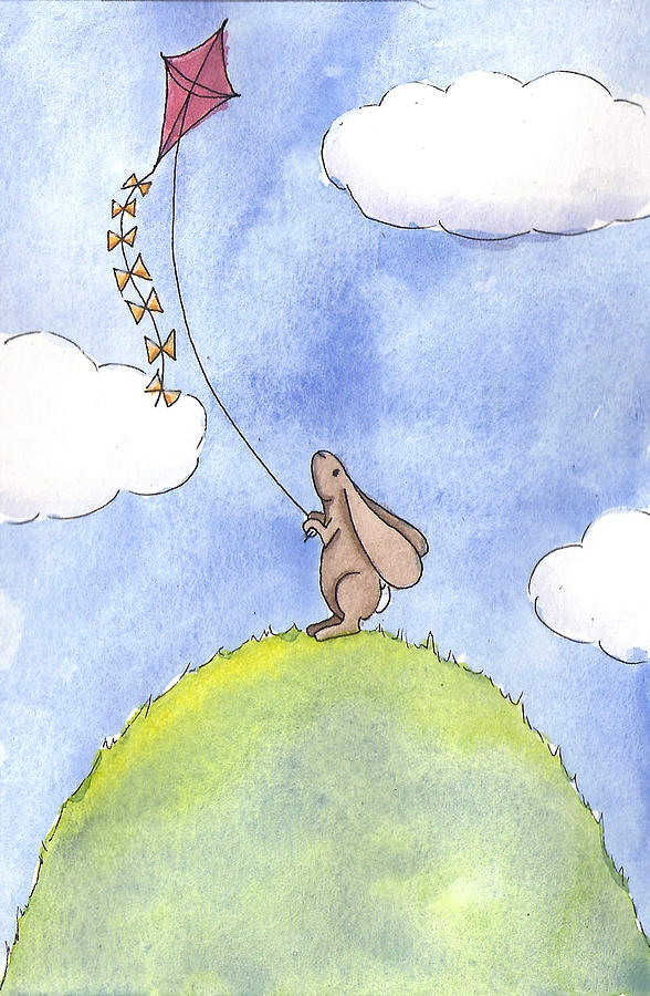 Bunny With A Kite Painting