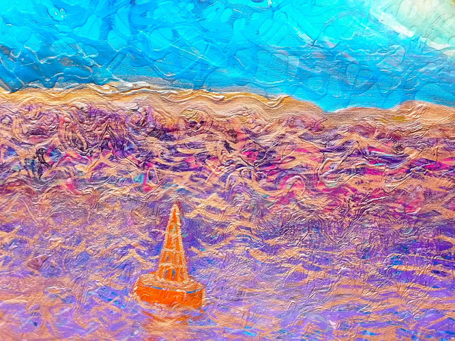Buoy detail of Sunset Unfurls Painting by Anne Cameron Cutri