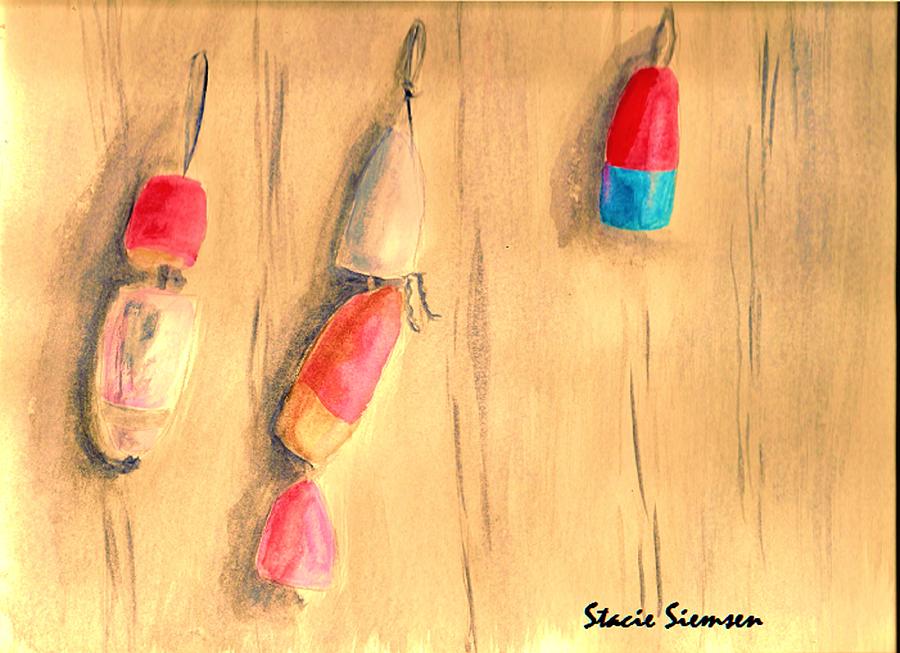 Buoys at Rest Painting Print Painting by Stacie Siemsen