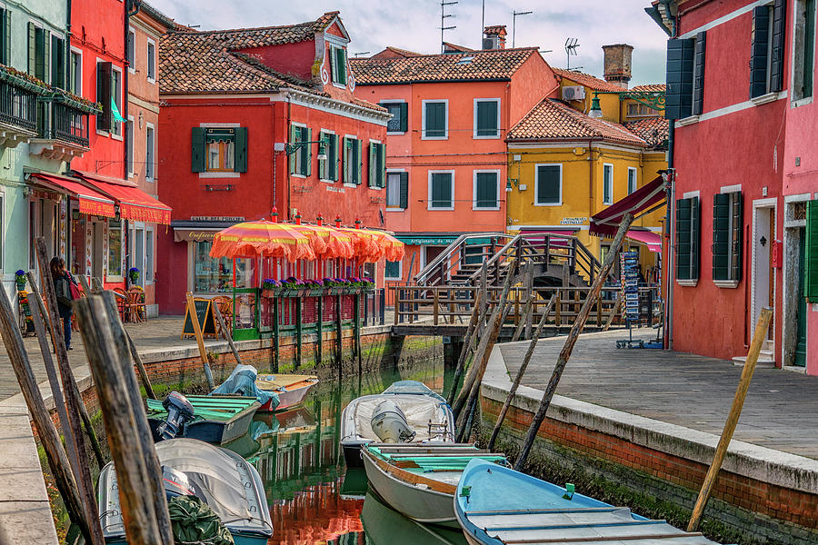 Burano Canal and Orange Umbrellas_DSC5077_03032017 Photograph by Greg Kluempers