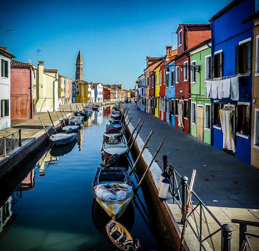 Burano Canal Clothesline Photograph by Pamela Newcomb