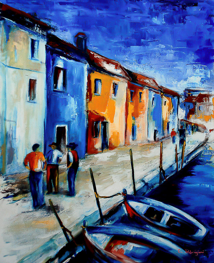Boat Painting - Burano Conversation by Elise Palmigiani