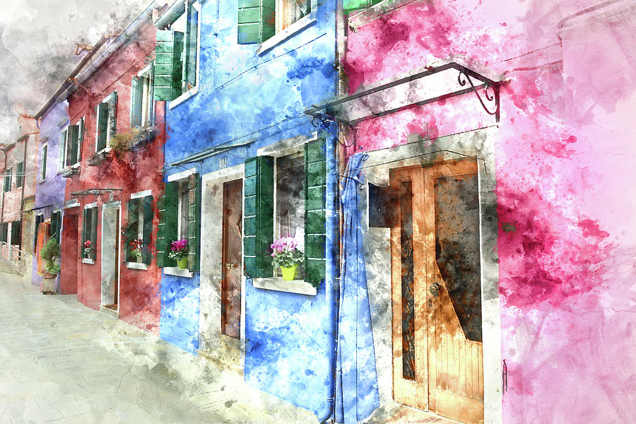 Summer Photograph - Burano Italy Buildings by Brandon Bourdages