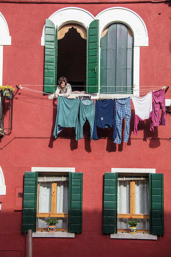 Burano Italy House Clothesline Photograph by John McGraw