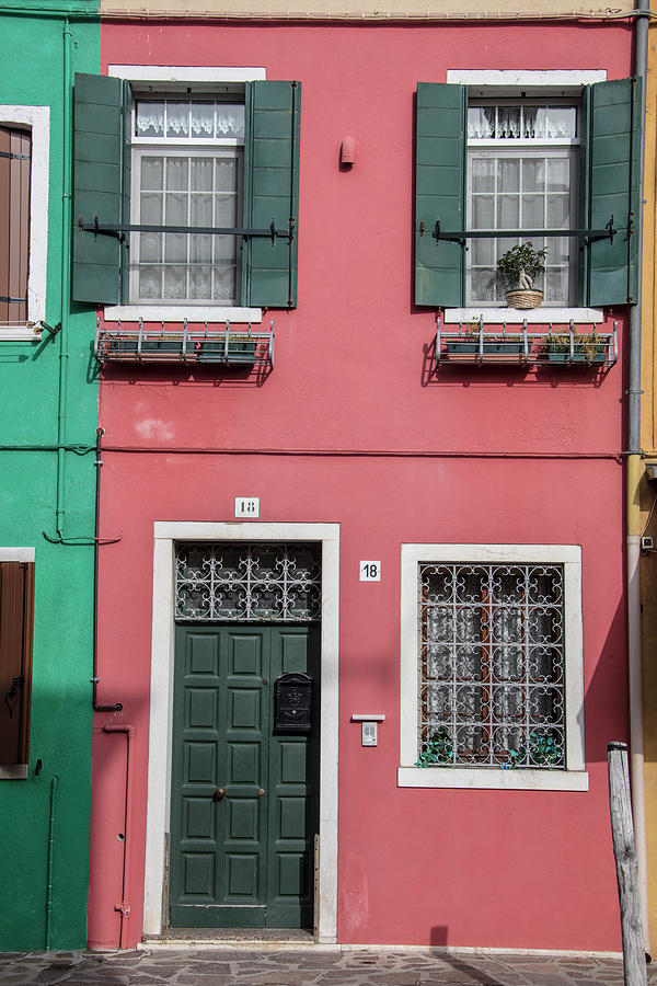 Burano Italy House Red Photograph by John McGraw