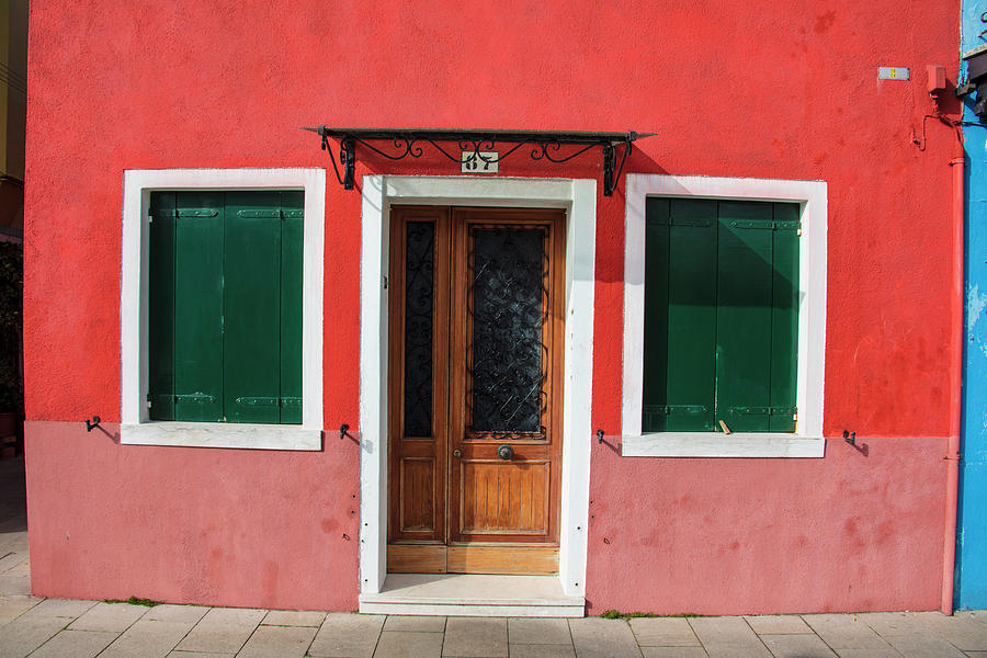 Burano Italy Red House with Green Shutters Photograph by John McGraw
