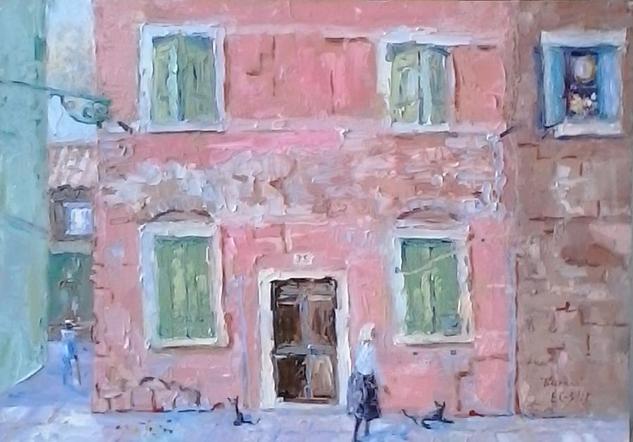 Burano Street near Venice Painting by Elinor Fletcher