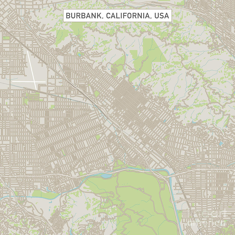 Burbank California Us City Street Map Digital Art By Frank Ramspott Pixels 5372