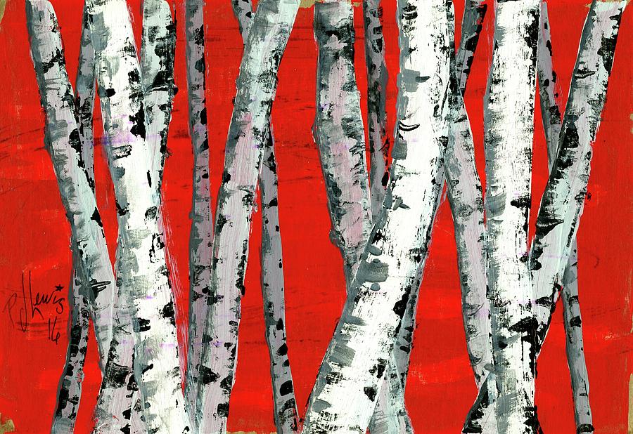 Burch on red Painting by PJ Lewis