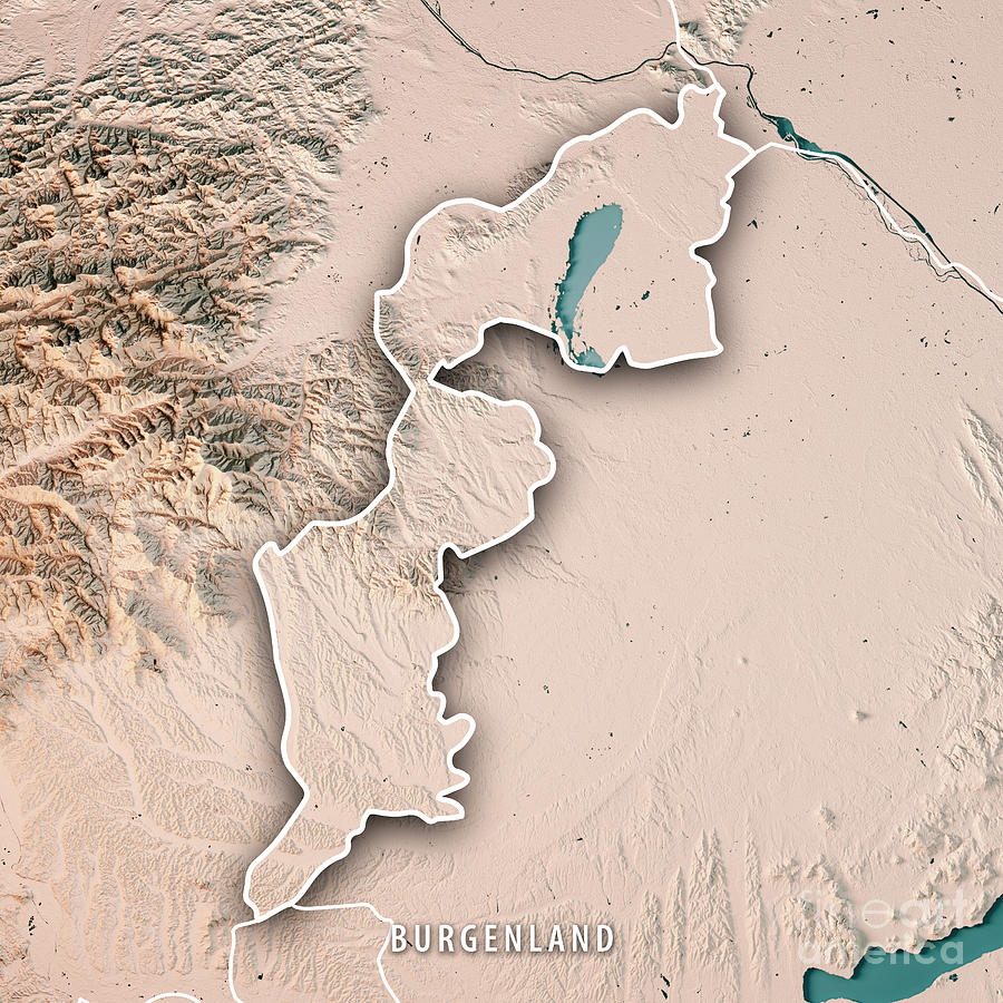 Burgenland Bundesland Austria 3D Render Topographic Map Neutral Digital ...