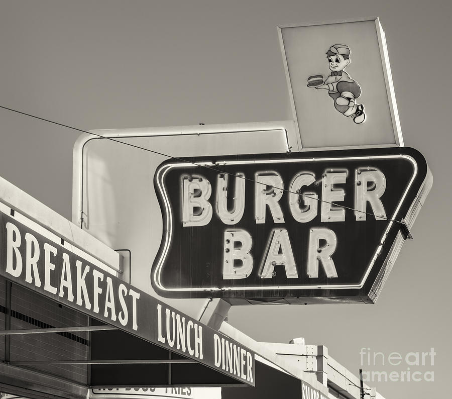 Burger Bar bw Photograph by Jerry Fornarotto