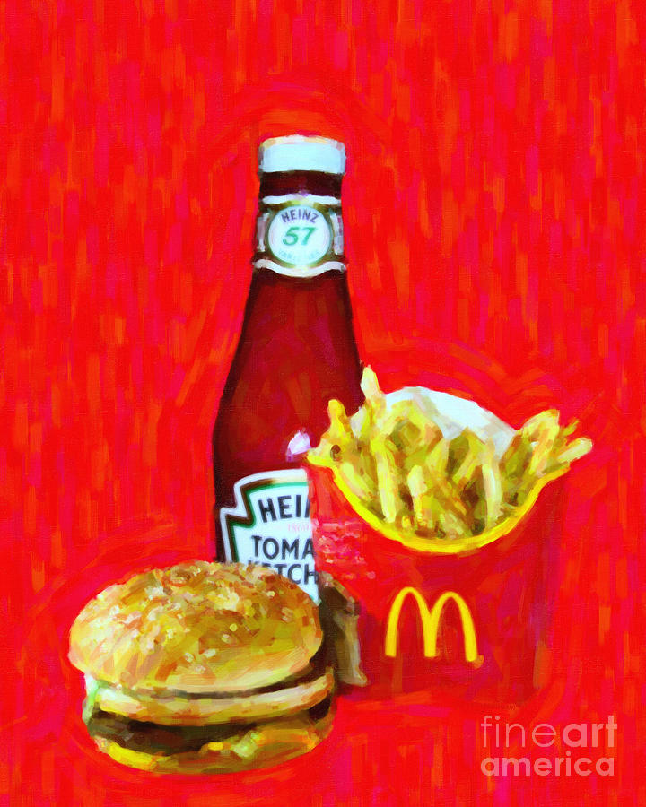 Wingsdomain Photograph - Burger Fries And Ketchup by Wingsdomain Art and Photography