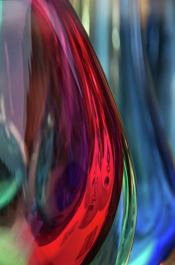 Burgundy Blue Glass Abstract Photograph by Jenny Rainbow