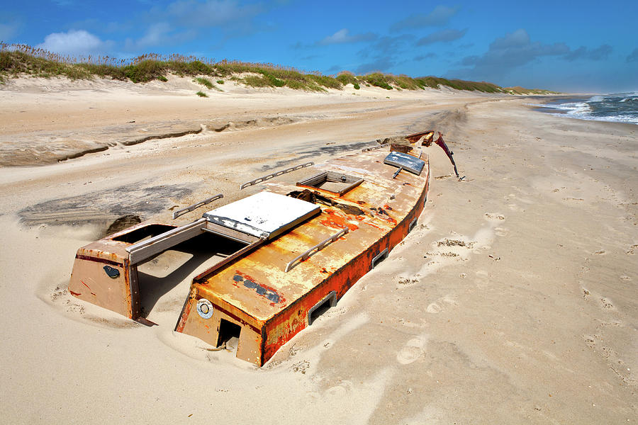 Buried Shipwreck Boat on the Outer Banks Photograph by Dan Carmichael