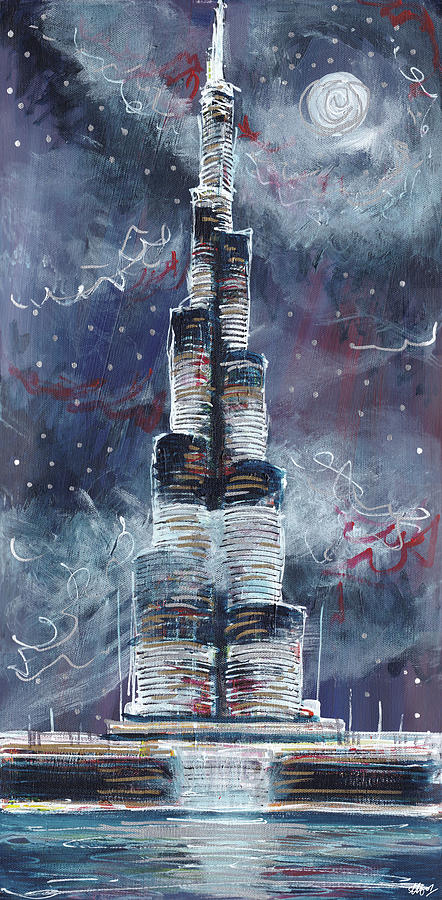 Burj Khalifa Painting by Laura Hol Art