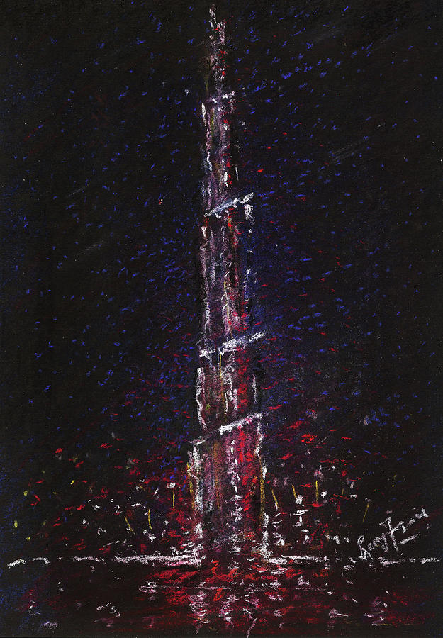 Cityscape Painting - Burj Khalifa - Tallest Building - Dubai by Remy Francis Cityscape Painting - Burj Khalifa - Tallest Building - Dubai by Remy Francis