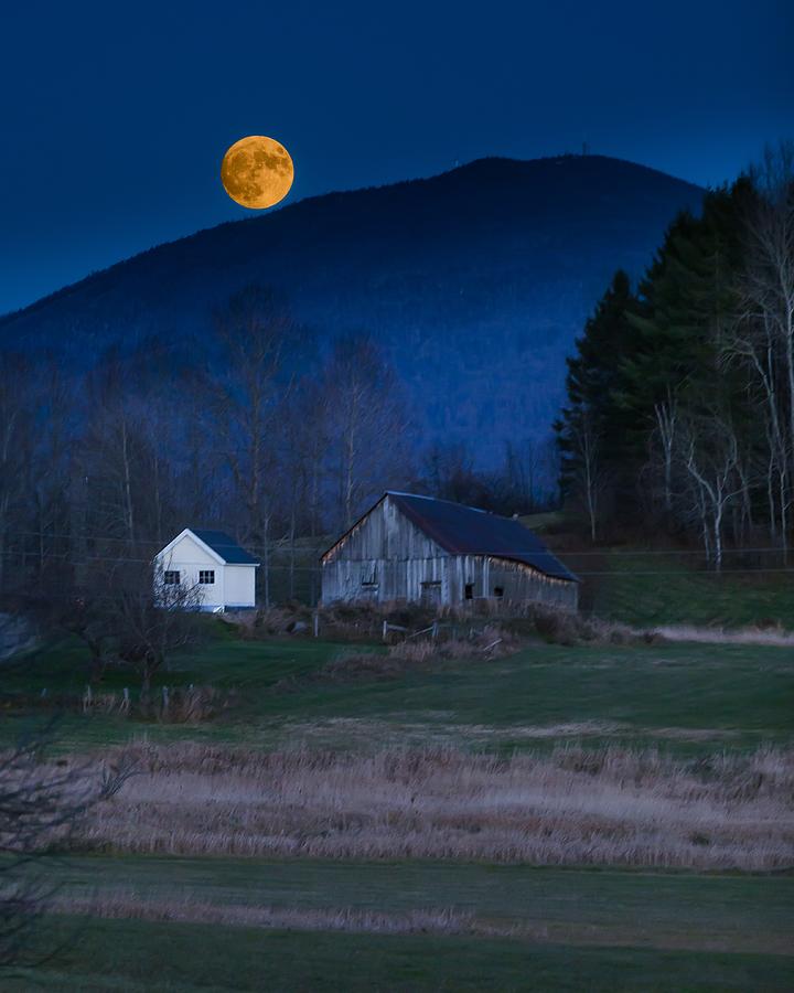 Burke Barn and Super Moon Photograph by Tim Kirchoff