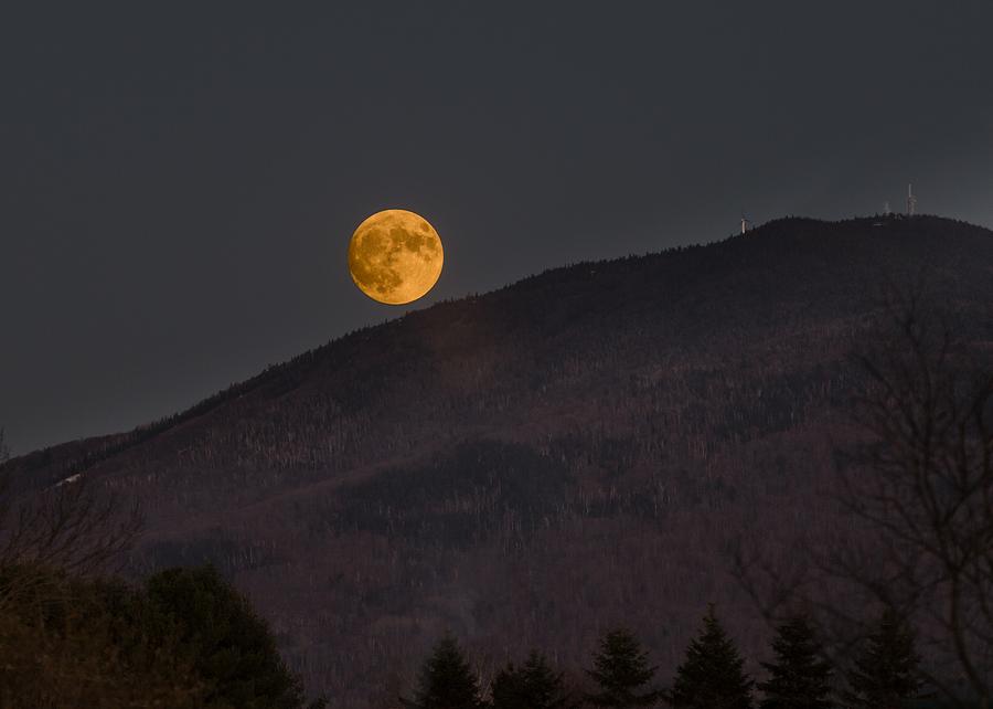Burke Mountain And Super Moon Photograph