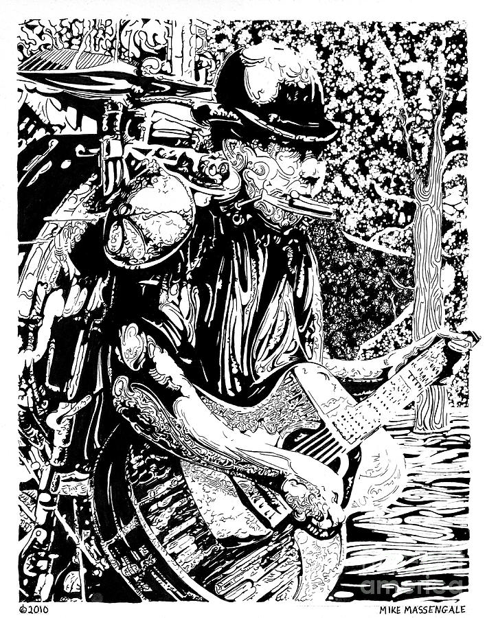 Burlington Bob the One Man Band Drawing by Mike Massengale