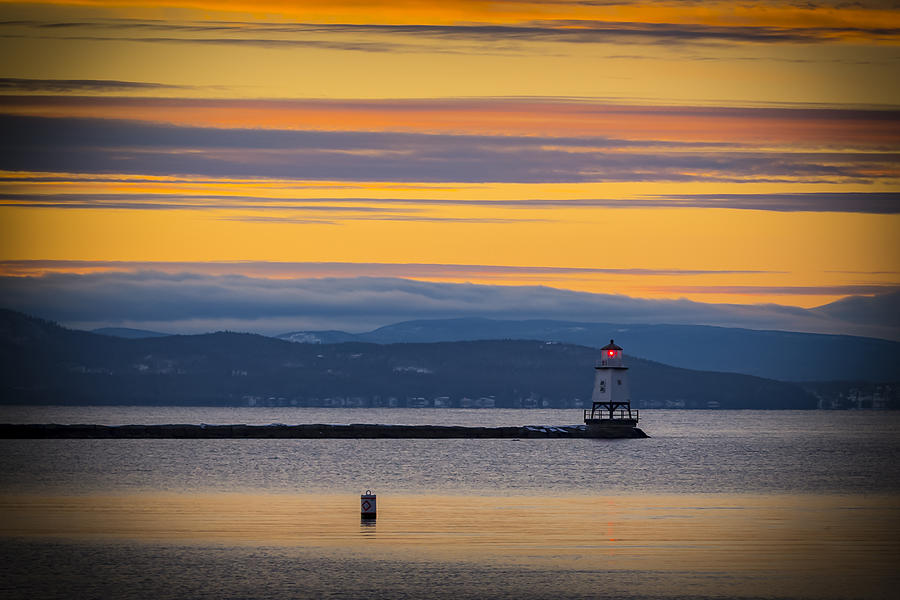 Burlington Lighthouse Sunset Photograph by Vance Bell