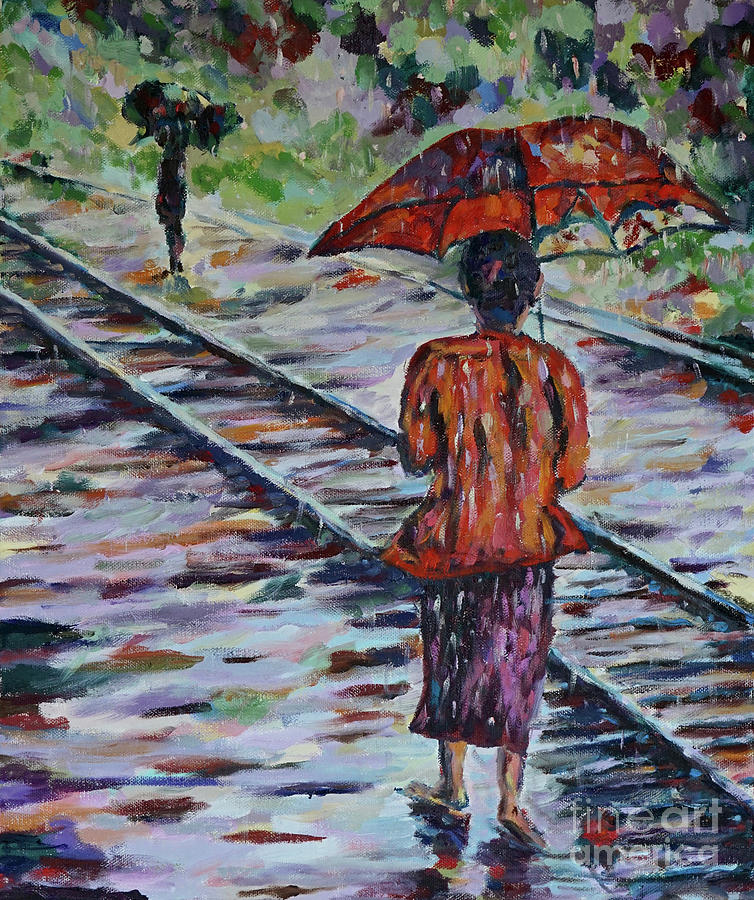 Burma in the Rain Painting by Michael Cinnamond
