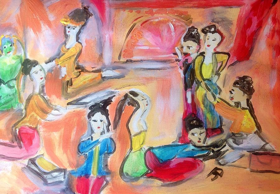 Burmese dancers  Painting by Judith Desrosiers