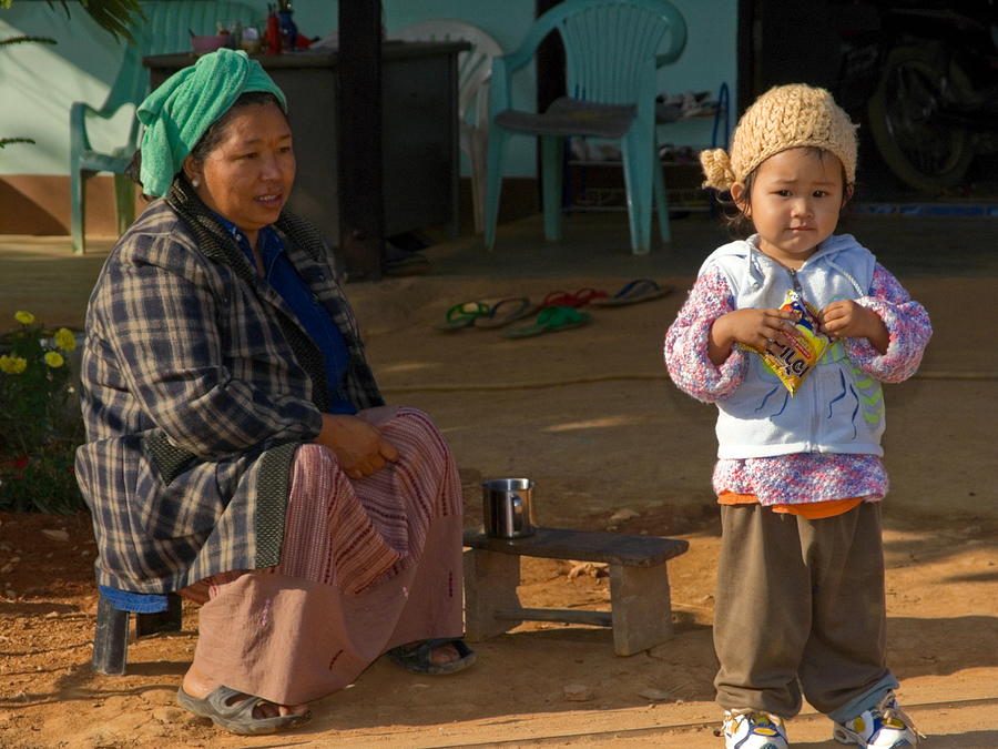Winter Photograph - Burmese woman and child by Sally Weigand