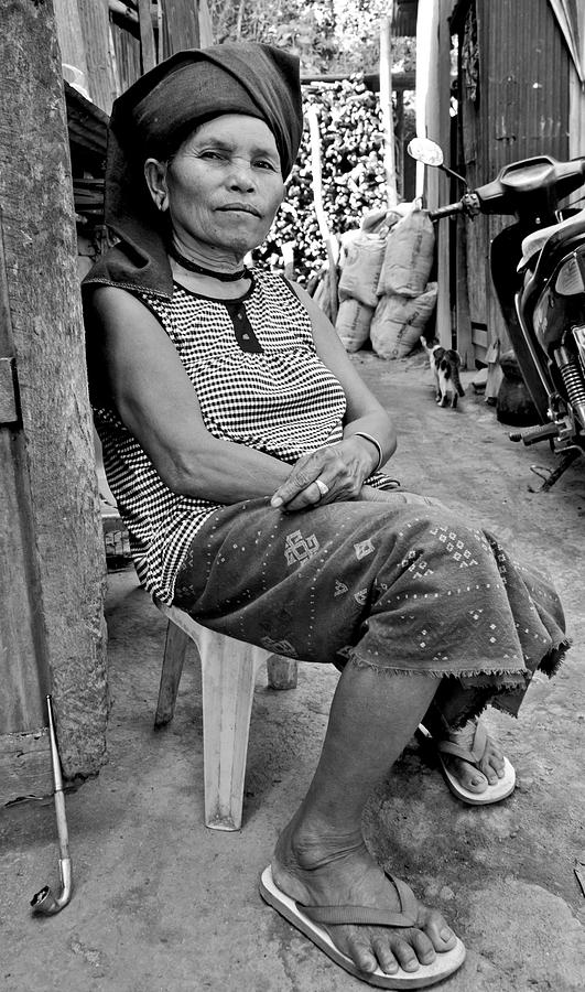 Burmese Woman bw Photograph by Bob VonDrachek