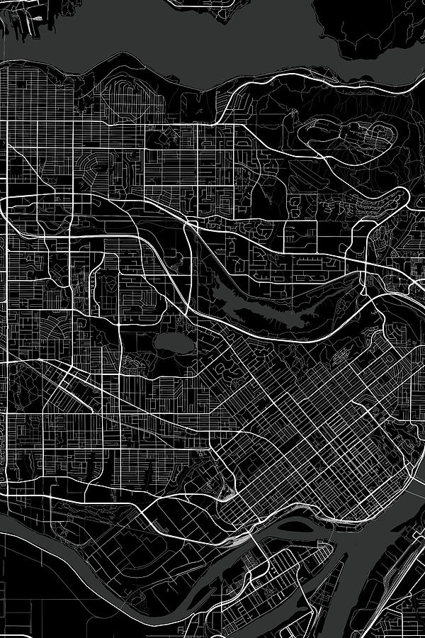 Burnaby Canada Dark Map Digital Art by Jurq Studio | Fine Art America