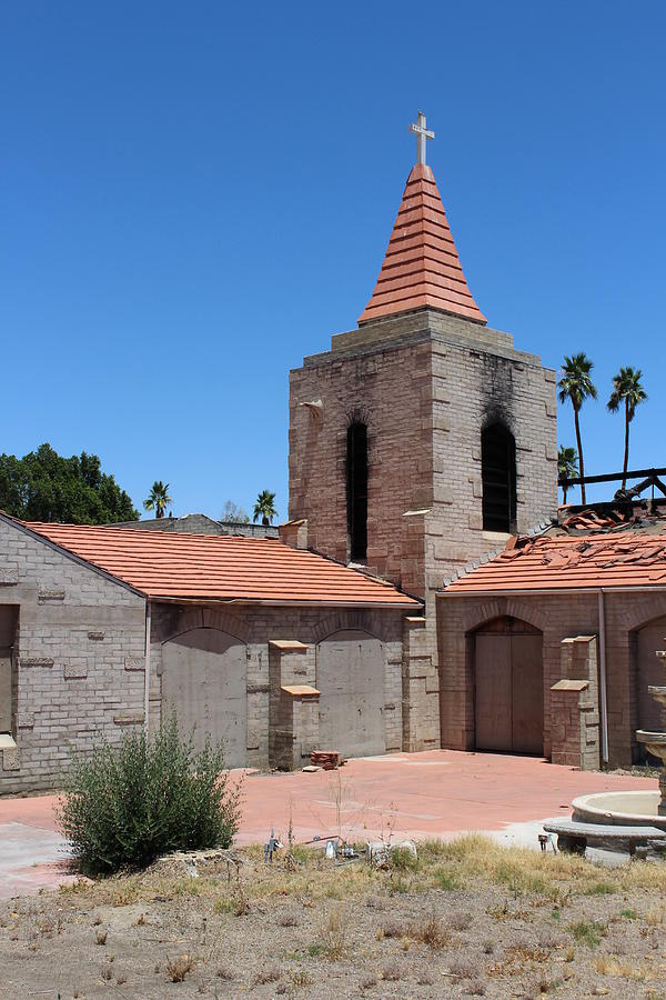 Burned Historic Palm Springs Church Photograph by Colleen Cornelius