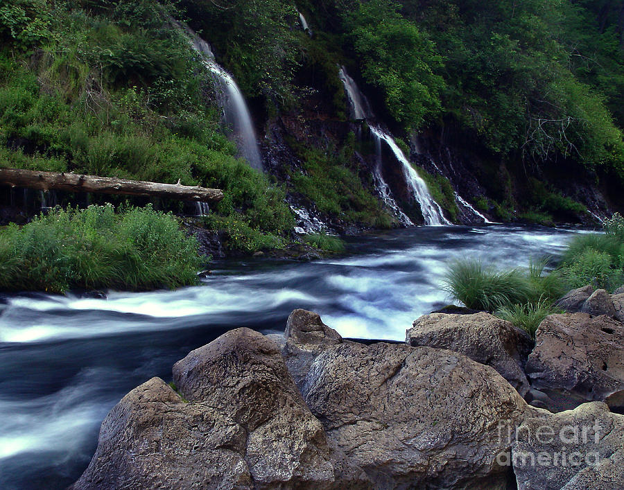 Nature Photograph - Burney Falls creek by Peter Piatt