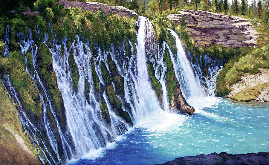 Burney Falls Painting by Donald Neff Burney Falls Painting by Donald Neff