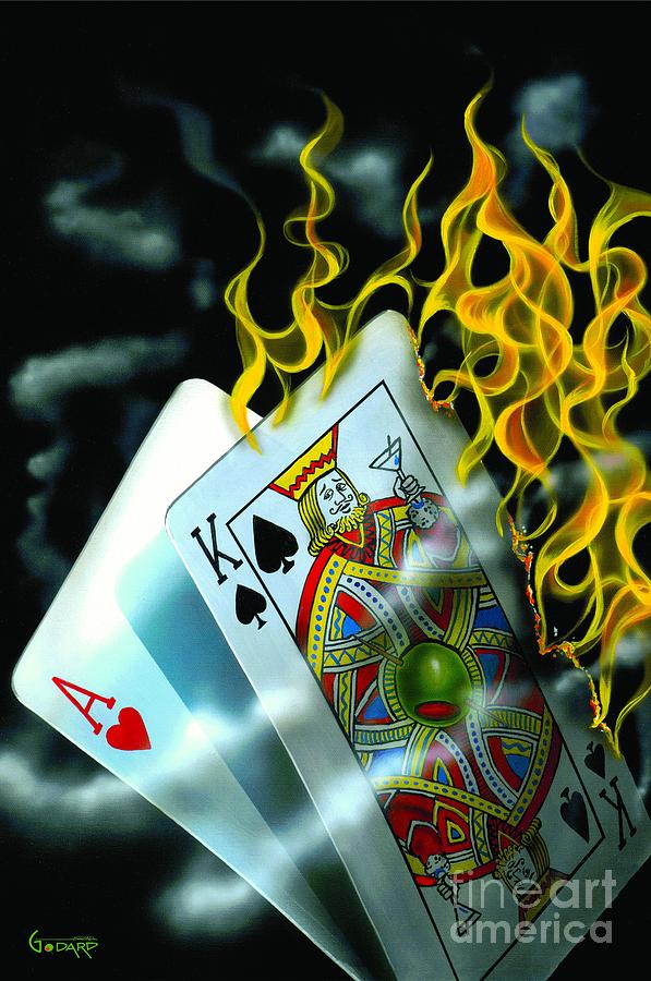 Burning Blackjack Painting by Michael Godard