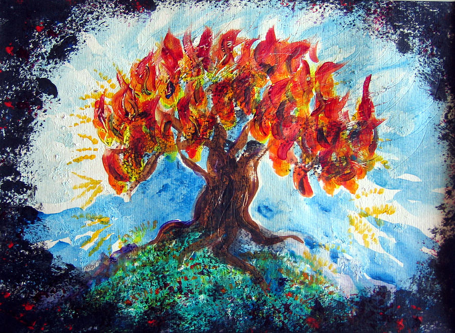 Burning Bush Painting by Sarah Hornsby