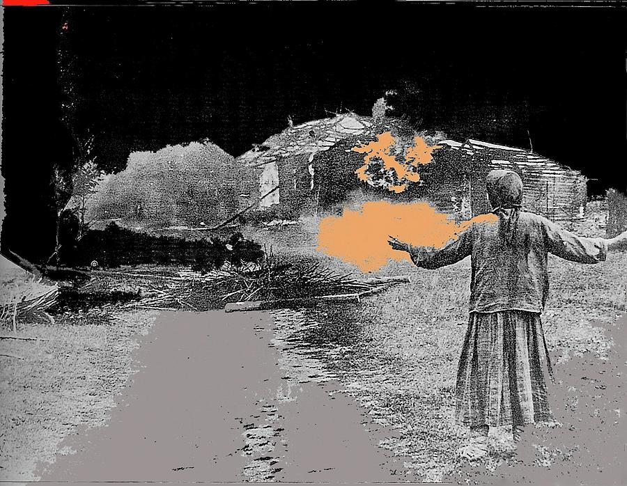 Burning House Destroyed By The Ss Soviet Union Number Two 1941 Color Added 2016 Photograph