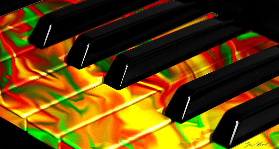 Abstract Digital Art - Burning Piano by Yamy Morrell