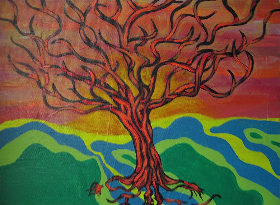 Burning Tree Painting by Rebecca Jankowitz